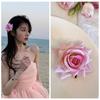 Cloth Red Rose Hairpin Korean Style Girl Hair Clip Sweet Flower Hair Clip  Women