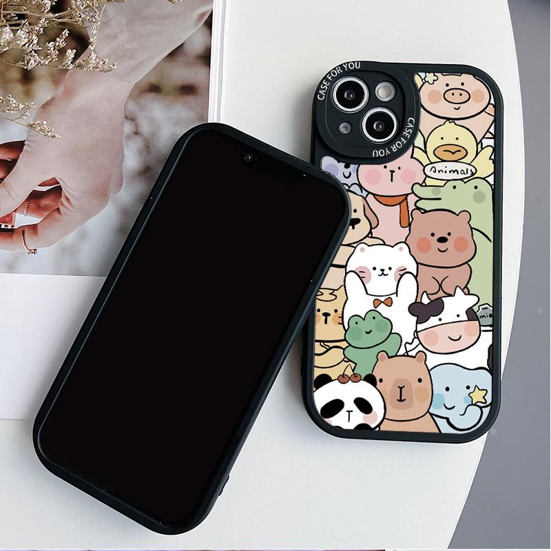 Гибкий мягкий силиконовый чехол с мультяшным цветным принтом и милыми животными и кошками, полная задняя крышка для iPhone Samsung Xiaomi Redmi
