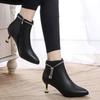 Pointed Toe Heeled Ankle Boots for Women Autumn Winter Leather Fleece-Lined Booties Designer Luxury Trend 2025 Woman Short Shoes