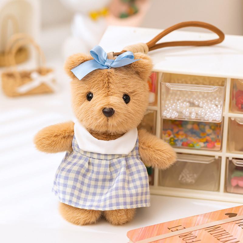 Teddy Hoodie Dress Bear Keychain Plush Toy Stuffed Doll Bag Gift Decoration