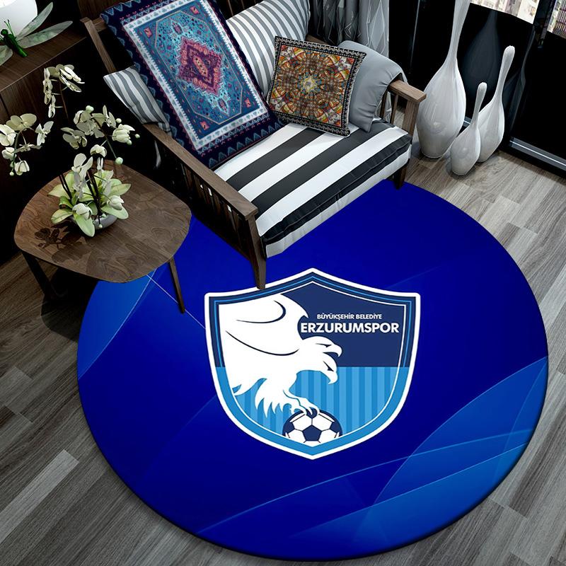 Erzurumspor FK Round Area Rug,Carpet Rug for Living Room Bedroom Sofa Playroom Decor,Non-slip Floor Mat