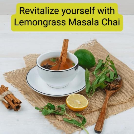 Tea Sense Lemongrass Masala Chai|Zesty Spicy Blend|Assam Ctc,Ginger,Cardamom,Clove,Cinnamon,Nutmeg,Black Pepper|Chaipatti,Tea Powder,800 Gram