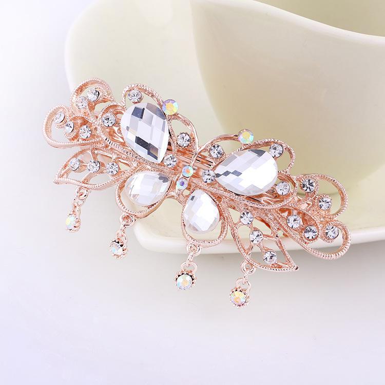 Korean Style Rhinestone Bow Tassel Hairpin for Women