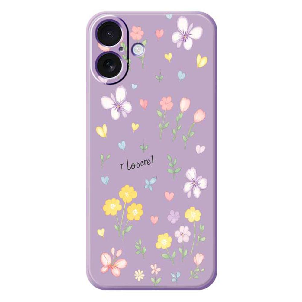 For iPhone 17 Case Small Flowers Pattern Printing Straight Edge TPU Phone Back Cover