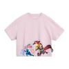Пуловер с круглым вырезом из мультфильма Дисней, футболка с короткими рукавами, женские топы, мягкий песочно-розовый AHST274-4