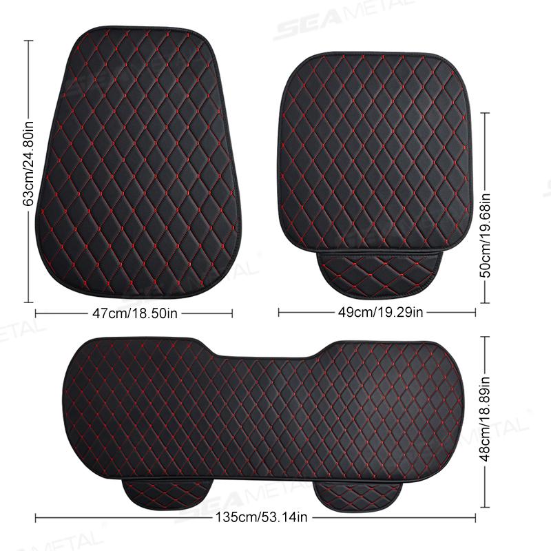 SEAMETAL Pu Leather Car Seat Covers Anti-Slip Breathable Front Rear Seat Protector Cushion Four Seasons Universal Seat Cover Mat