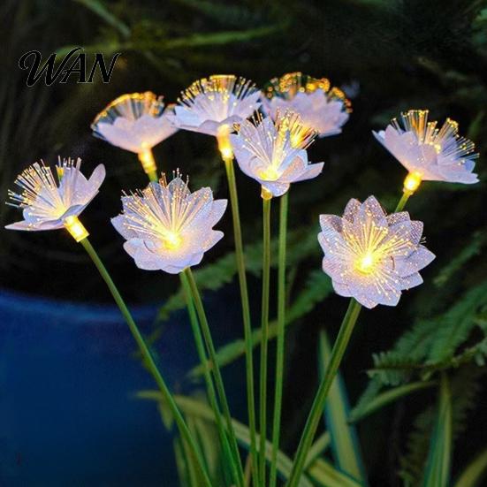 Outdoor Solar Garden Lights Flower Stake Light, Fiber Optic 6 Flowers, IP65 Decorative Powered Yard Decor Waterproof Pathway Light for Patio