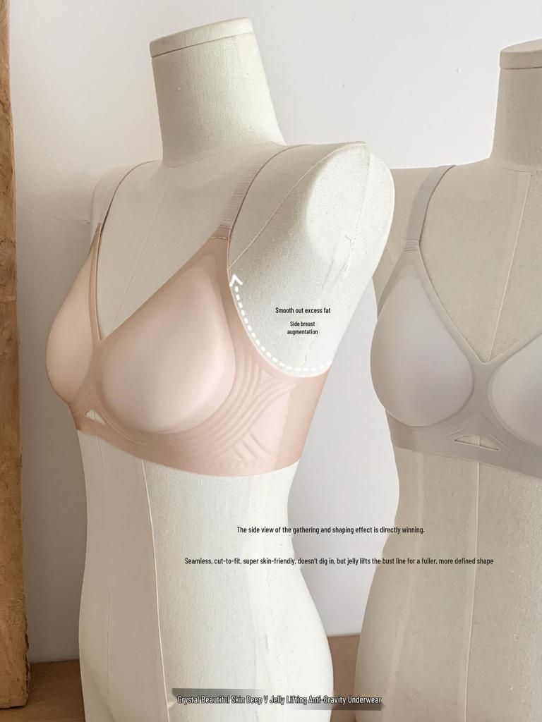Желейный Мягкий Бесшовный Тонкий Бюстгальтер из Ледяного Шелка для Женщин - Поддержка Маленькой Груди, Предотвращение Провисания, Без Косточек, Собирающий Стиль