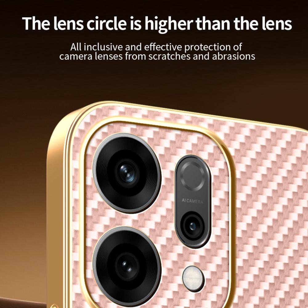 For Oppo Reno14 5G (Global) Case Carbon Fiber Textured Electroplated TPU Back Cover