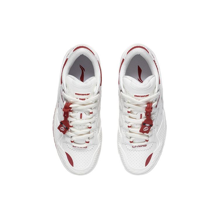 Li Ning CF Tracing Theone Амортизация Скользкая Устойчивая к истиранию Низкие Повседневные Кроссовки Женские Белый Красный AGCT386-1