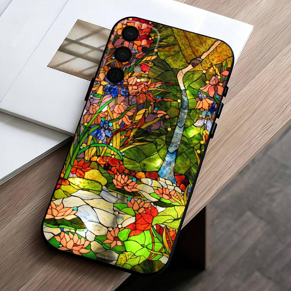 C-Цветной-L G-Стеклянный-S Чехол Для Телефона Samsung Galaxy A73,A72,A71,A70,A53,A52,A51,Другие Мягкий Черный Чехол