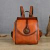 Genuine Leather Women's Backpack Casual Versatile Solid Color Large Capacity Cowhide Bag