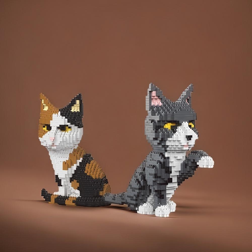 Игрушка Конструктор Модели Домашних Кошек:Пленительные кошачьи выражения, Забавные оранжевые и коровьи узоры, Подходит для детей, Уникальная коллекция подарков