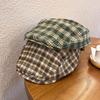 Grid Retro Trendy Print Newsboy Cap Windproof Warm Features Casual Streetwear