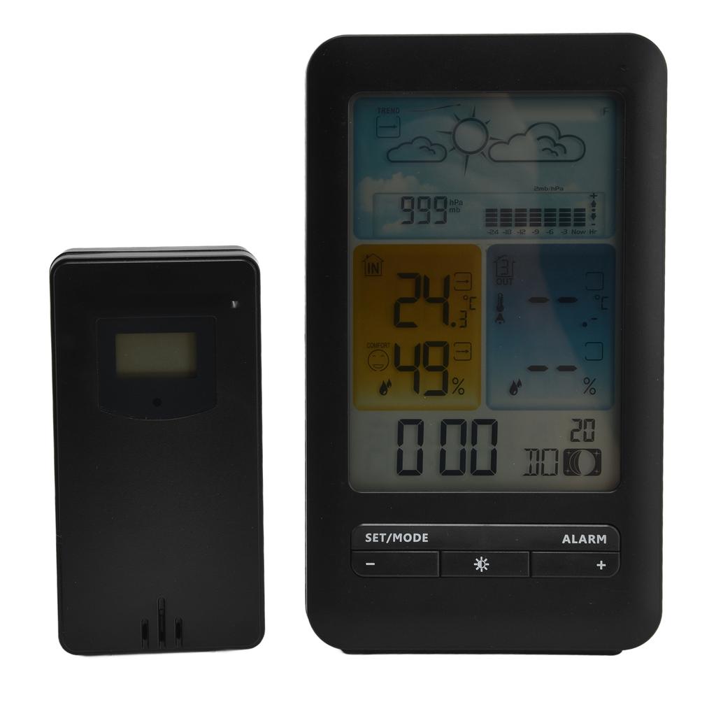 Часы с погодой для дома, комнатный наружный измеритель температуры и влажности, прогноз погоды, часы с цветным экраном