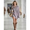 Autumn and winter popular new women's loose letter jacquard sweater zipper lapel mini knitted women's dress