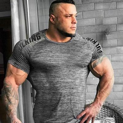 Мужская спортивная футболка для бега, бега, фитнеса, бодибилдинга, с коротким рукавом, тренировочная футболка