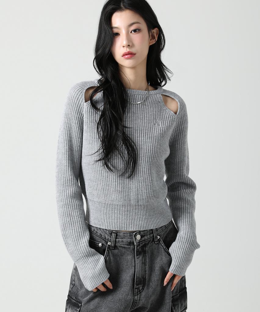 AVANDRESS Ribbed Cut-Out Knit Black