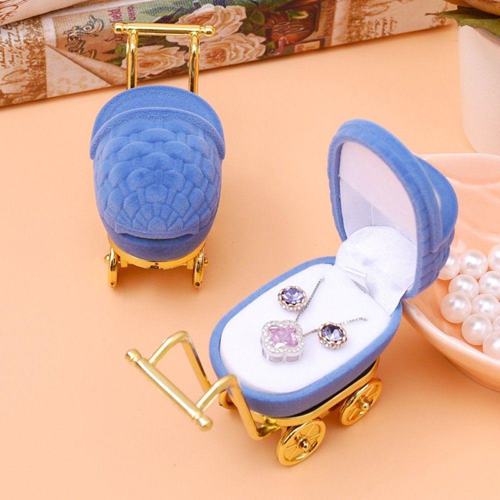 1Pcs Fashion Necklaces Box Velvet Stroller Ring Box Gift Case Jewelry Display Holder Storage Case