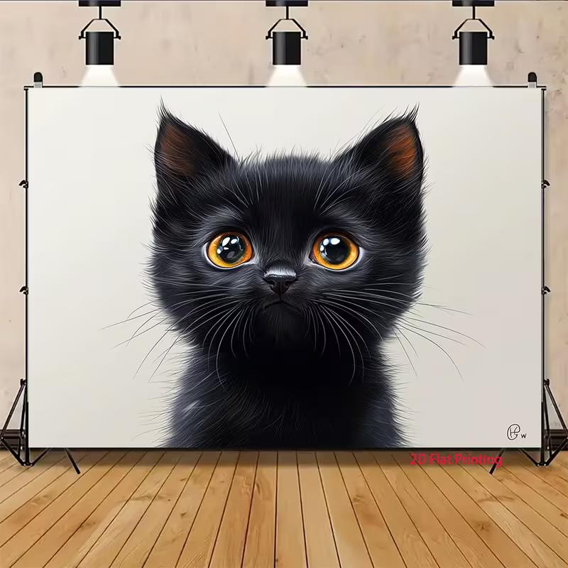 2D Милый Черный Котенок Фон Декорация для Фотографии Любителей Животных