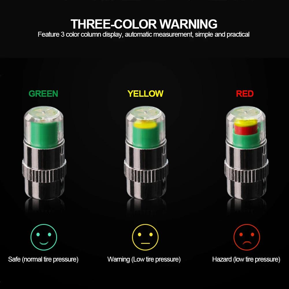 4 шт. Автомобильный монитор давления в шинах, манометр, индикатор, оповещение, контрольный датчик крышки клапана, внешний датчик обнаружения, индикатор давления в шинах