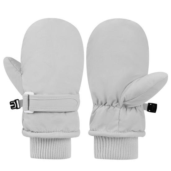 1 Pair Kids Gloves Waterproof Winter Ski Gloves Soft Fleece Lining Windproof Adjustable Strap Solid Color Threaded Gloves