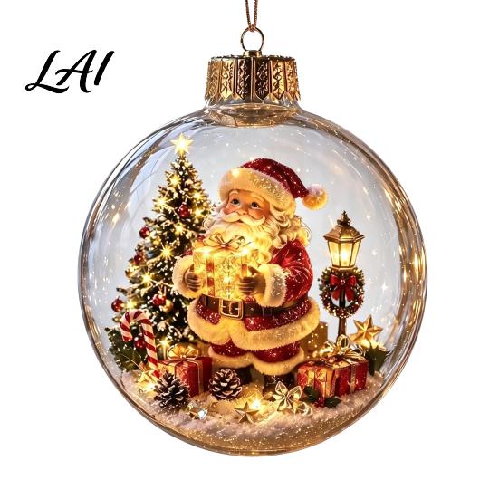 Decorative Holiday Favors Clear Christmas Ball Ornaments Acrylic Hanging Decoration with Gingerbread House Festive Party Supplies Reindeer Santa Tree