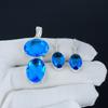 Комплект подвесок Siwss Blue Topaz, комплект серег и подвесок Siwss Blue Topaz Gemstone, ручная работа, серебро 925 пробы, для женщин, подарок на день рождения
