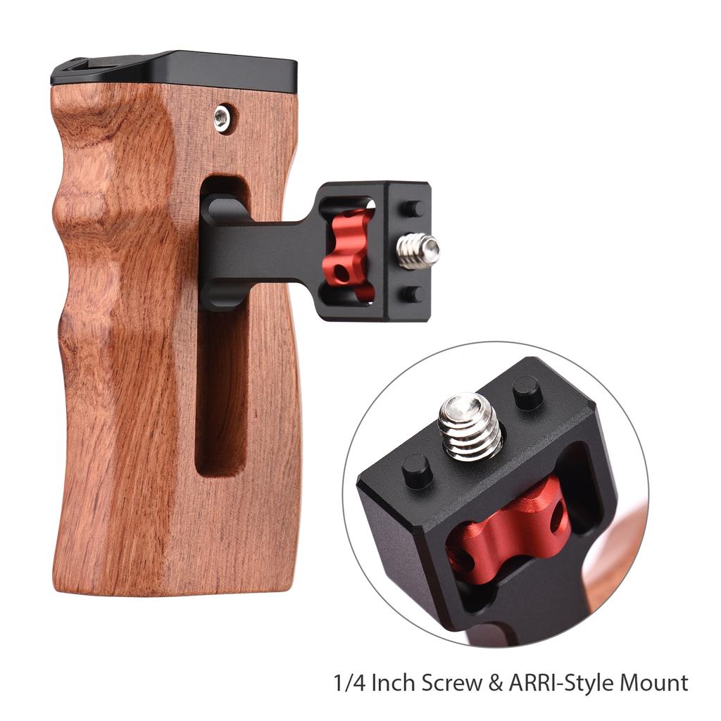 Регулируемая деревянная рукоятка-клетка для камеры, левая/правая боковая рукоятка, крепление типа винта 1/4 дюйма с креплением «холодный башмак», мини