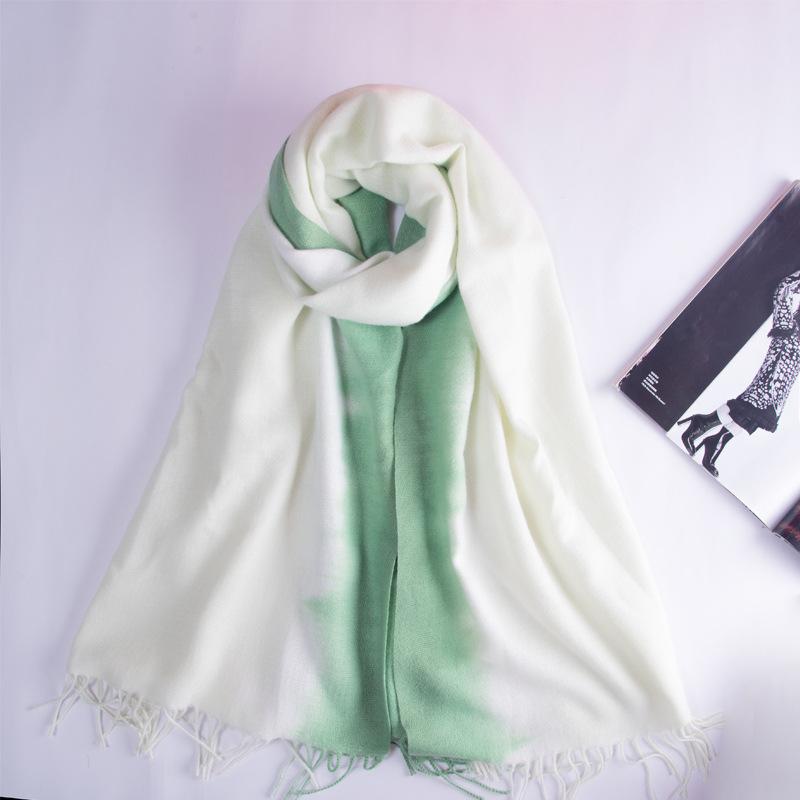 Elegant Celebrity Style Tie-dye Gradient Fringe Scarf Autumn and Winter Shawl Imitation Cashmere Warm Scarf Female