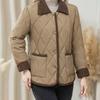 Women's Patchwork Plaid Cotton Coatjacket Loose-fit Casual Lightweight Padded Jacket Autumn Winter