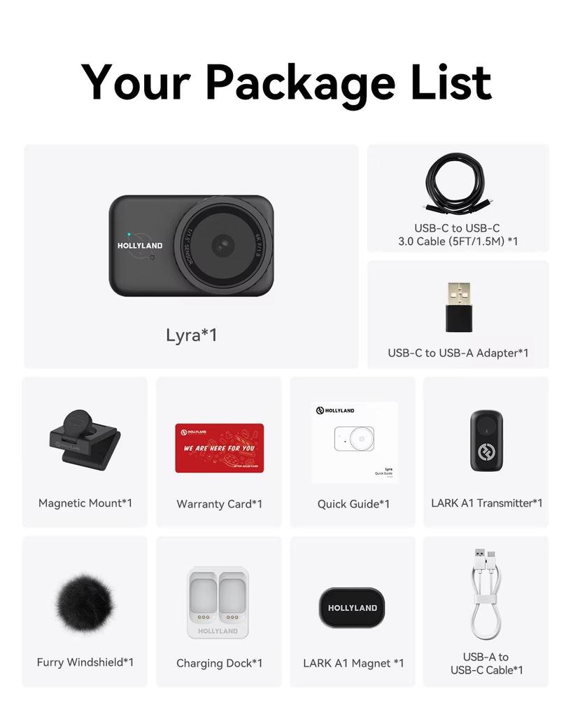 Hollyland Lyra 4K Ultra HD Webcam with CMOS Sensor, 4K Support