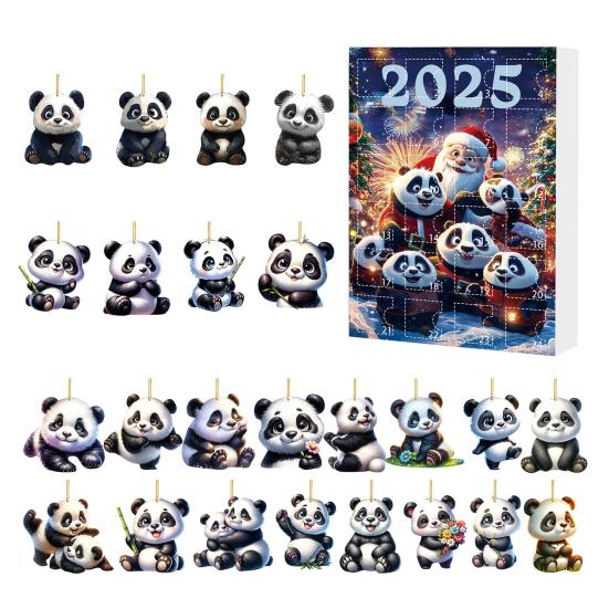 2025 Рождественский Панда Адвент-календарь Мультяшный 2D Акриловый Подвеска Панда Календарь Обратного Отсчета Многофункциональные Домашние Украшения