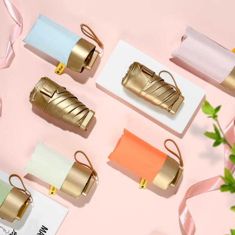 New 14cm Ultra-light Compact Mini Folding Vinyl Umbrella Sunscreen Umbrella Sun Clear Rain Pocket Capsule Umbrella