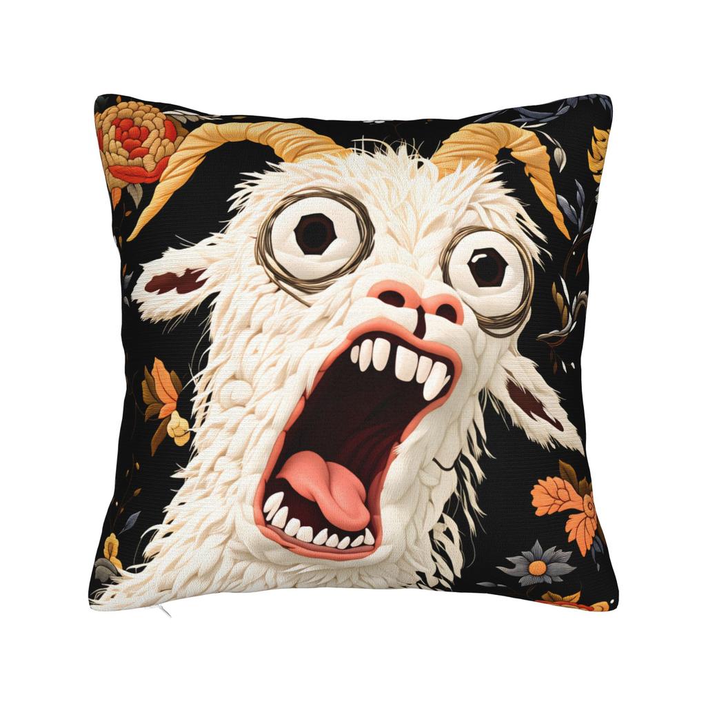 Screaming Goat Funny Meme Pillowcases Retro Trendy Pillow Case For Living Room Sofa Comfy Pillow Cover
