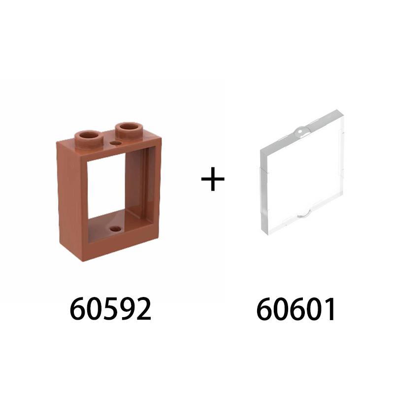 20pcs MOC parts 60592 60601 window transparent glass 1 x 2 x 2 flat front compatible brick DIY building block children's toy
