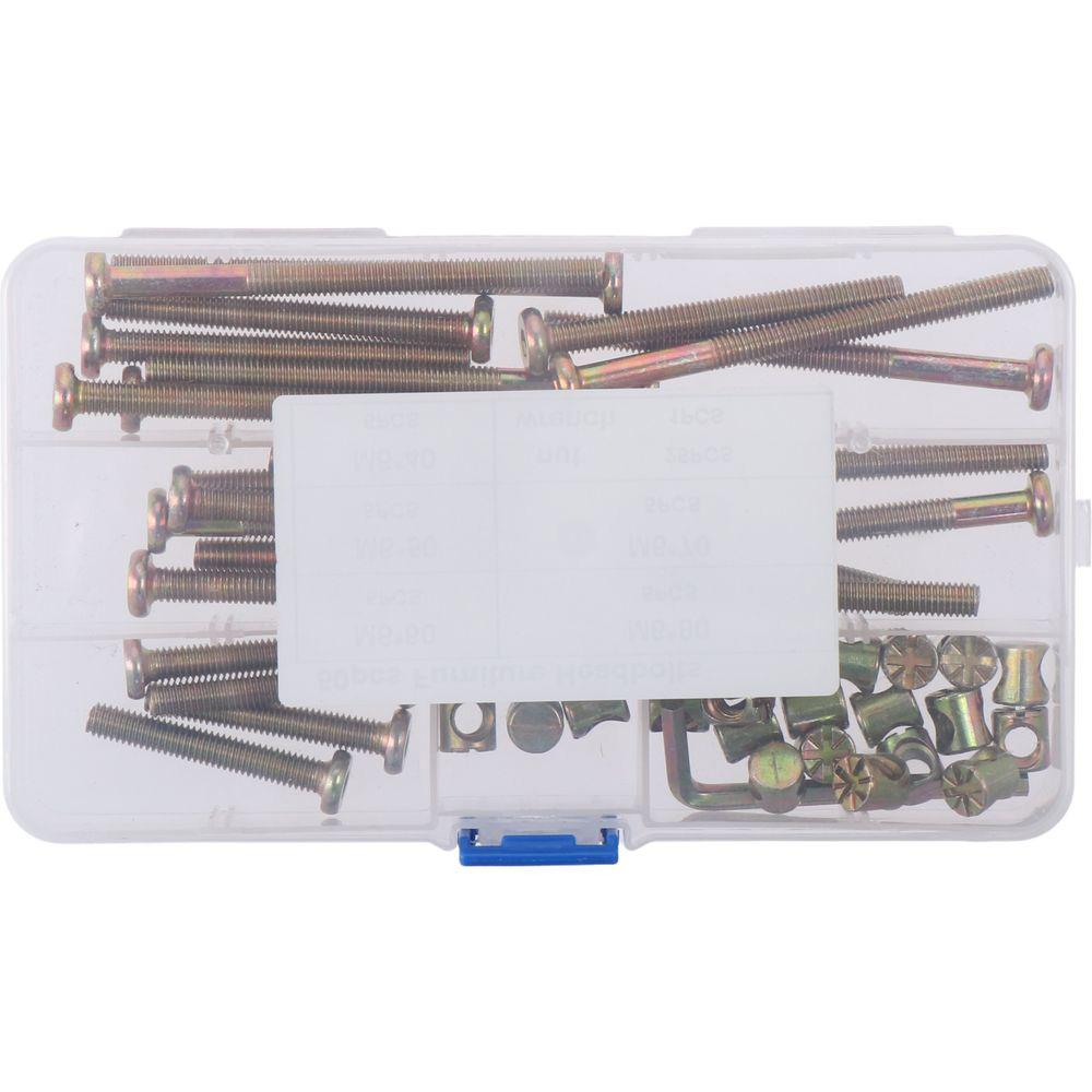 50 шт. Винты с шестигранной головкой, высокоскоростная сталь, бочкообразные гайки, кроватка, двухъярусная кровать, мебельная кроватка