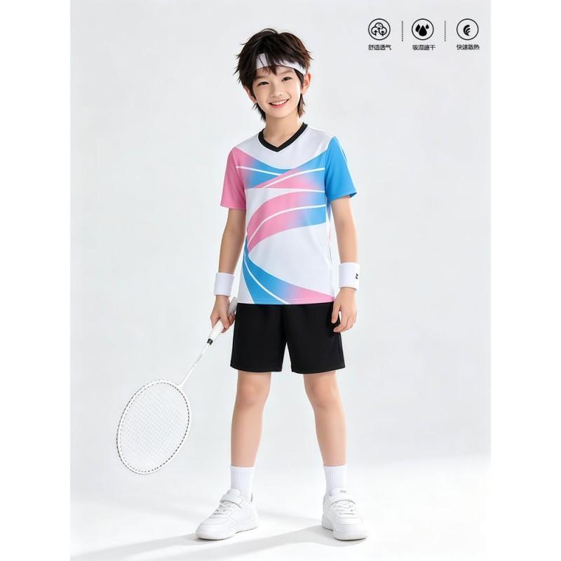 Kids Badminton Sport Set Short Sleeve Quick Dry Training Uniform Boys Girls