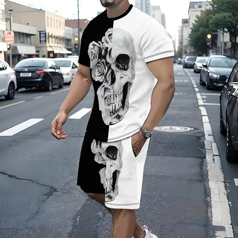 Модный мужской повседневный винтажный костюм, летний дышащий освежающий костюм в пляжном стиле с принтом 3D тигра, свободный мужской топ большого размера