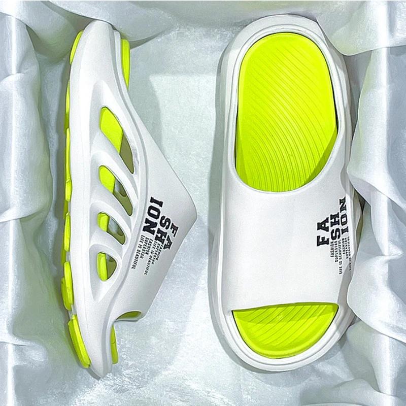 Летние мужские тапочкисупер мягкие нескользящие новые пляжные тапочки, износостойкие, модные, повседневные сандалии класса люкс из ЭВА на толстой подошве