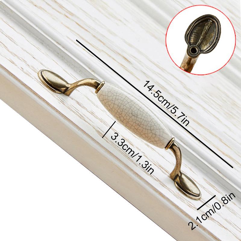 1 шт. Ручка для ящика шкафа, французский стиль, дверные ручки для шкафа, мебельная фурнитура, ручка для шкафа, антикварная керамика с трещинами