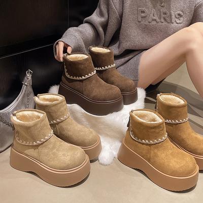 Женские зимние теплые ботинки большого размера на мягкой подошве с мехом, ботильоны до щиколотки с подкладкой, противоскользящие, для пеших прогулок, повседневные, спортивные, хлопковые ботинки