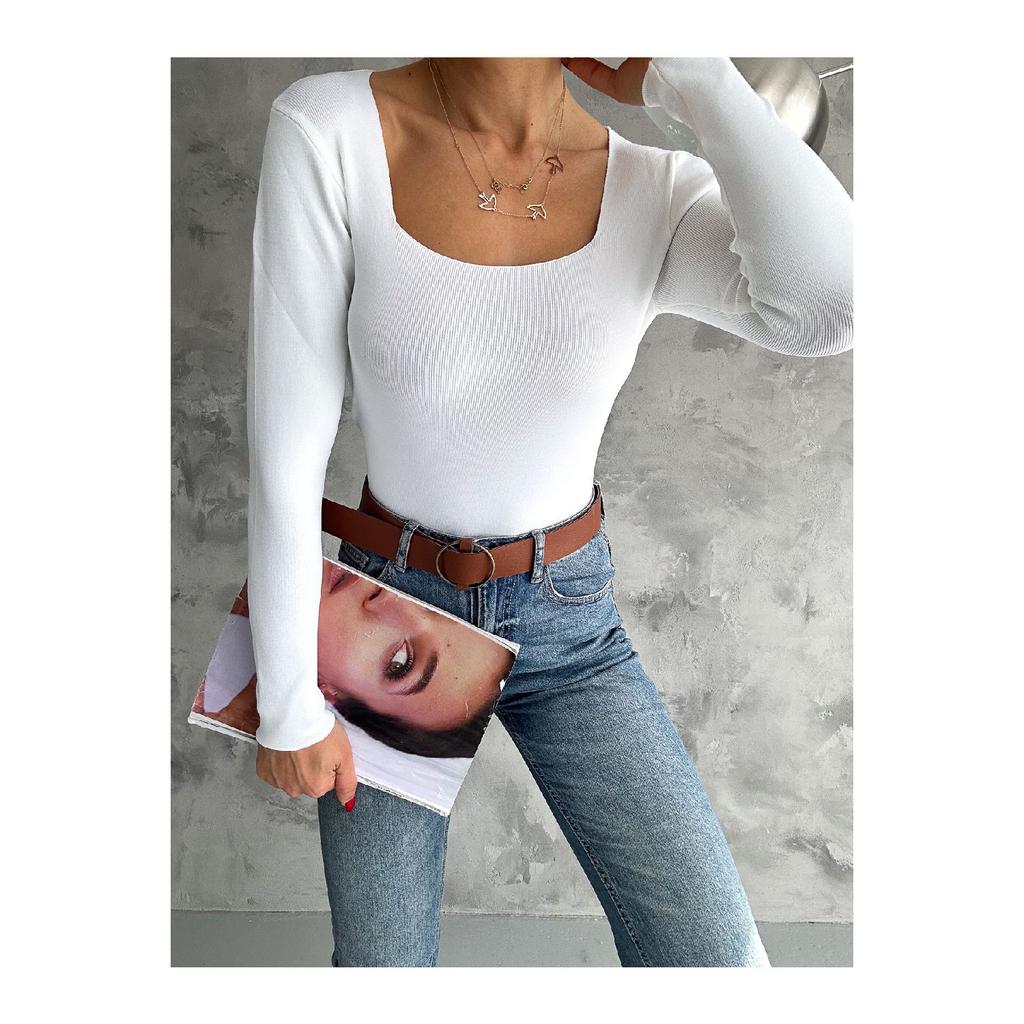 Женский трикотаж с квадратным воротником, сезонный свитер