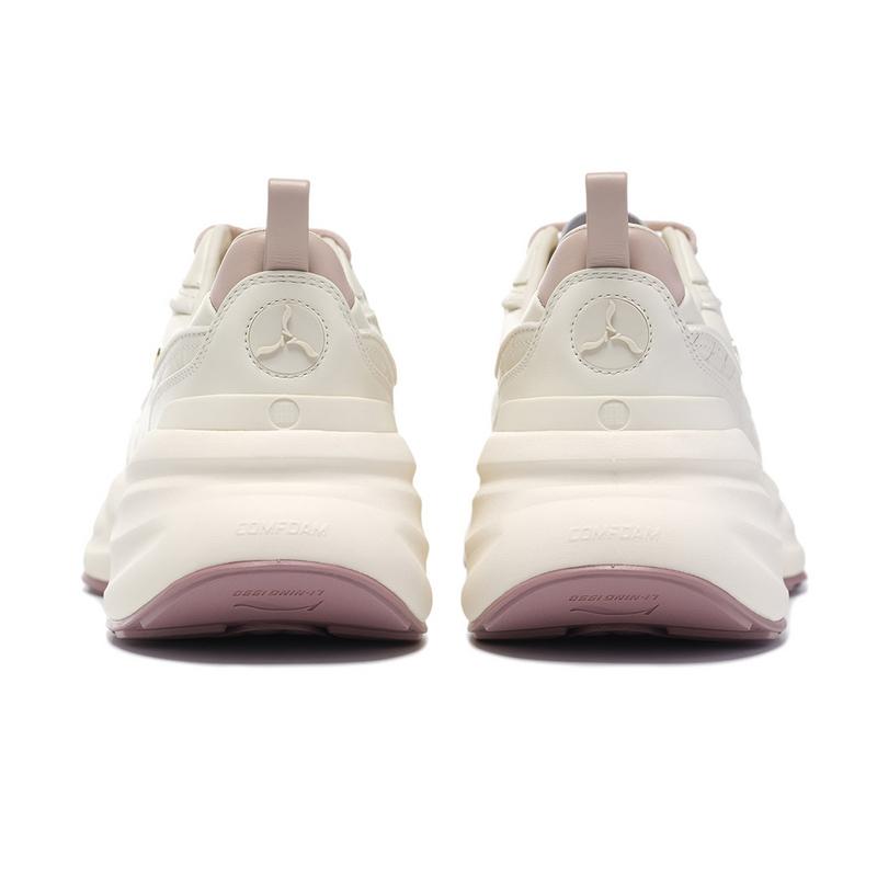 Li-Ning 1990 Классическая серия Легкие Высокая упругость Повседневная обувь Женские кроссовки Молочно-белый Грибной коричневый ALJU018-3