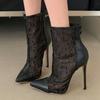 Eilyken Сексуальные тонкие высокие каблуки Женские ботильоны до щиколотки Дизайнерские сетчатые ботильоны на молнии Весенне-осенние Ботильоны Уличный стиль Обувь для стриптиза