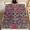 1PC Psychedelic Totems Print Flannel Blanket, High quality Comfortable for All Seasons, Home Decor, Warmth and Comfort, Perfect for Christmas Gifts