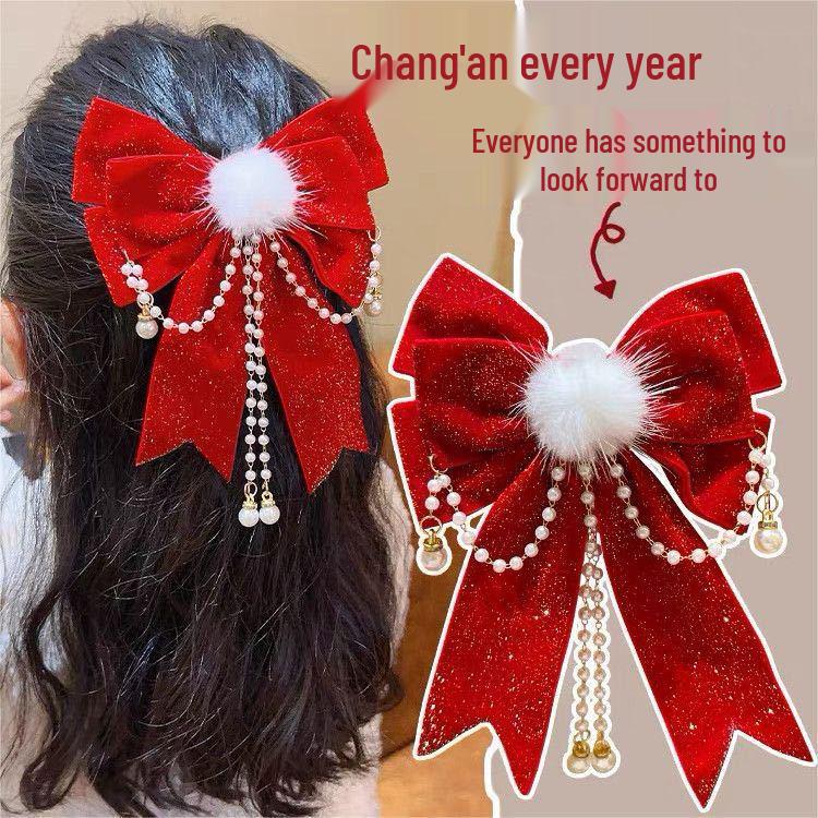 Девочки Пучок Прическа Красный Бант Заколка для Волос – Аксессуар Головной Убор Принцессы для Женщин и Детей
