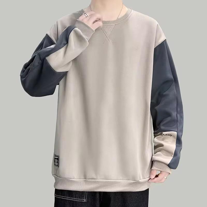 Sweatshirt Men's Spring Autumn Round Neck Trend Color Blocking Loose Drop-shoulder Sleeve Versatile Casual Men's Sweatshirt