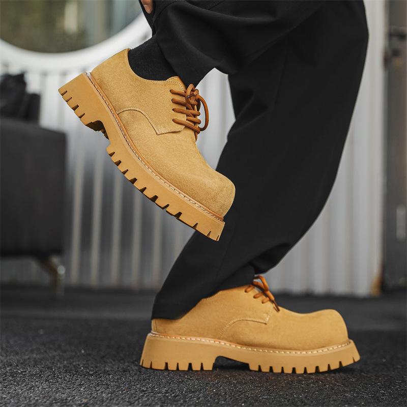 Leather Shoes Men's Autumn New Tooling Platform Heightening British Style Casual Retro Derby Shoes 1099-J