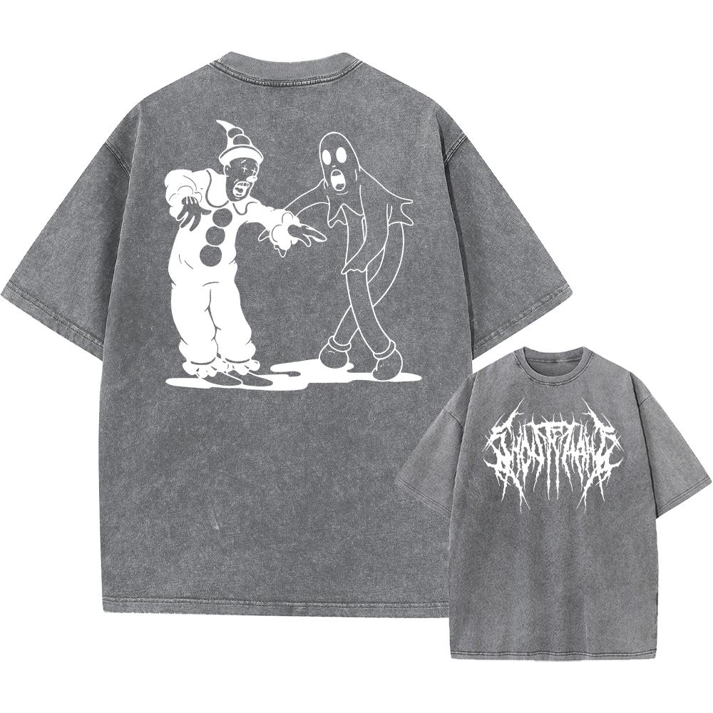 Ghostemane Double Sided Print Washed T-Shirt Oversized Men 100% Cotton Tshirt Gothic Rock TShirt Streetwear Unisex